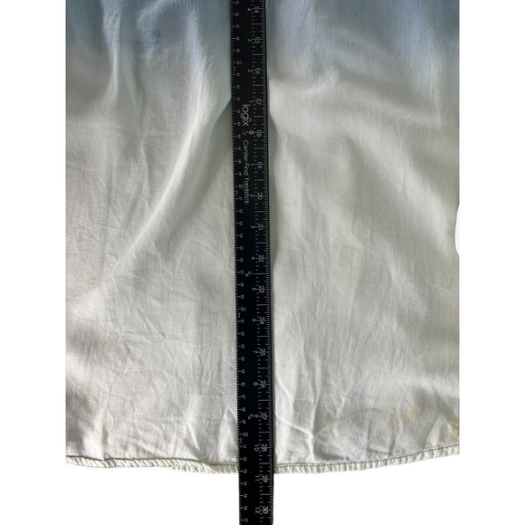 BKE Red Women's Long Sleeve Full Button Denim Ombre Shirt Top with Pockets L - Picture 6 of 6